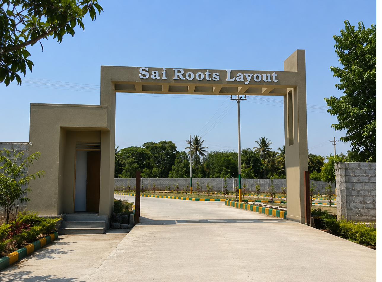 Sai Roots Layout entrance, Jigani